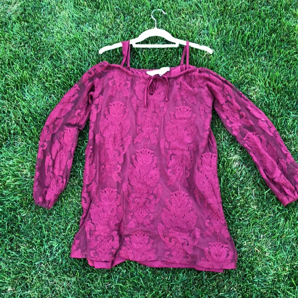 Maroon off the shoulder lace dress
